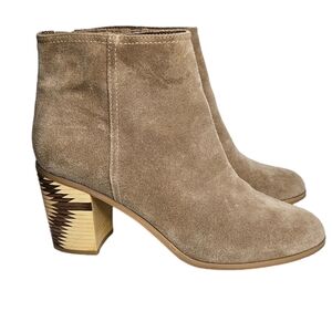 Anthropologie Seychelles tan ankle boot with stacked 3" heel